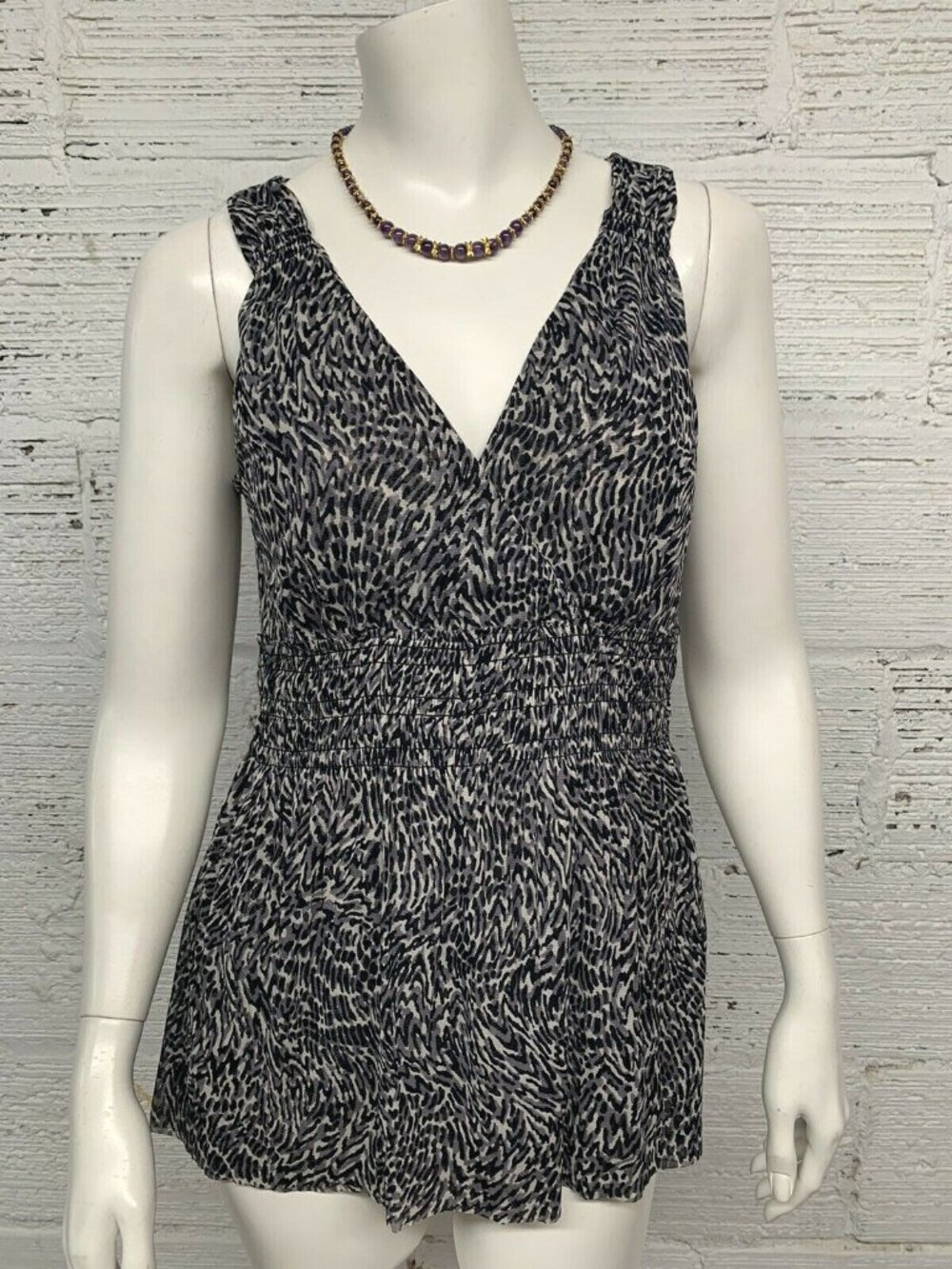 Michael Kors Women’s Size M Leopard Print Criss Cross Front Tank Top